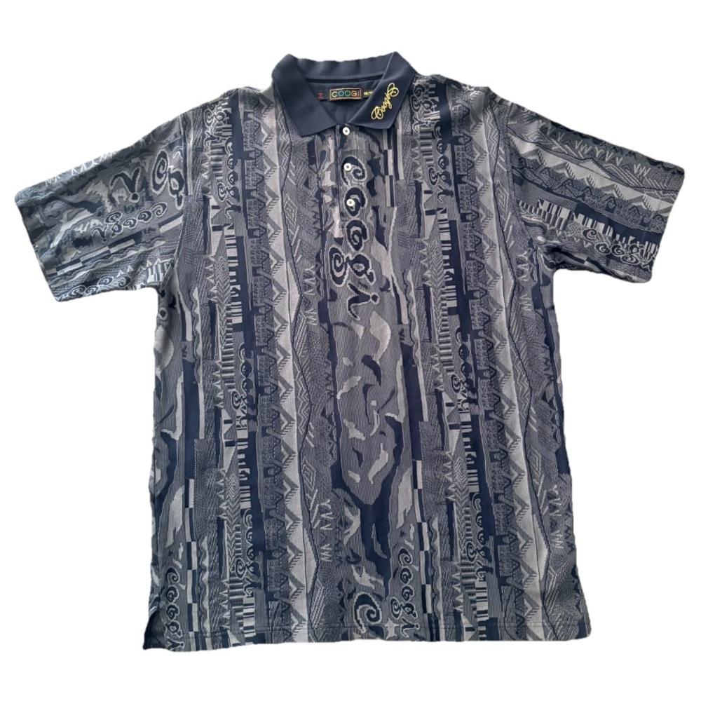 Vintage COOGI 3D Knit Polo Shirt size XXL
